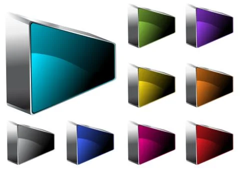 Vector square perspective web buttons with silver frame Ilustración de archivo