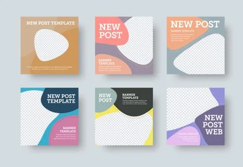 Vector square post for social media, presentation of colorful abstract poster Stock Illustration