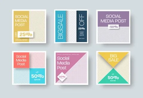 Vector square post for social media, with place for photo, flyer with special Stock Illustration