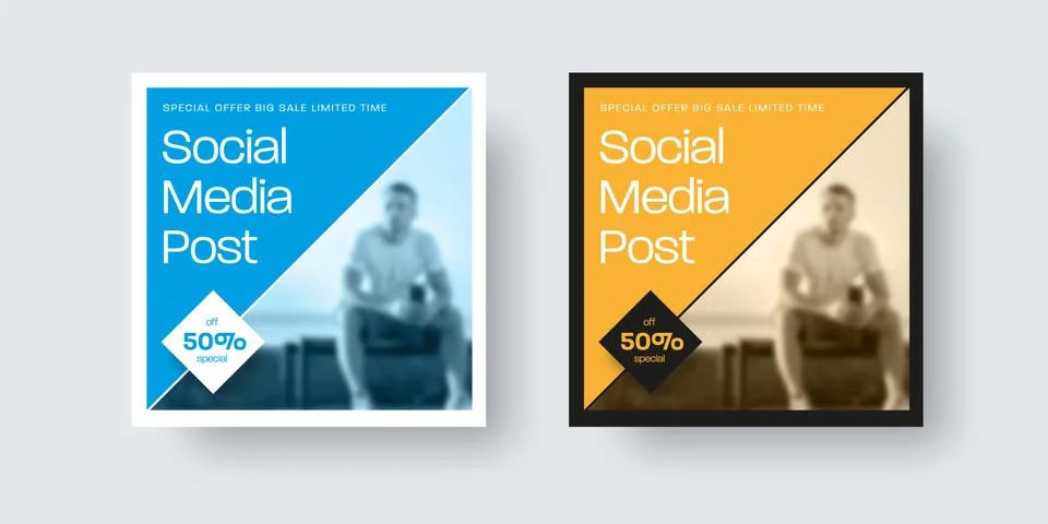 Vector square post template for newsletter, social media with diagonal design Stock Illustration