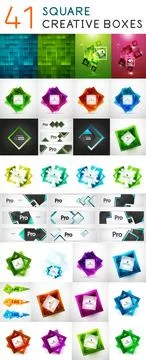 Vector square web boxes mega set Stock Illustration