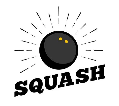 Vector squash sport ball logo icon sun burtst print hand drawn vintage line a Stock-Illustration