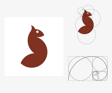 Vector squirrel in golden ratio style. Editable illustration Stock Illustration