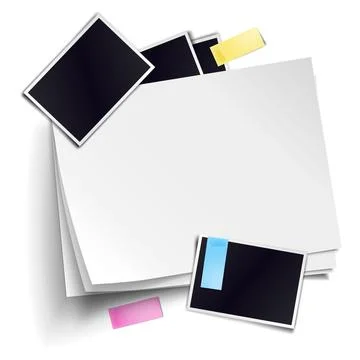 Vector stack of blank paper sheets with soft shadows isolated on white 스톡 일러스트