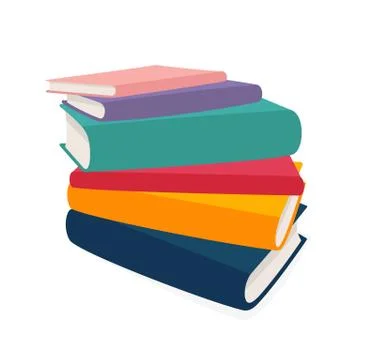 Vector stack of books isolated on white background. Colorful illustration Stock Illustration