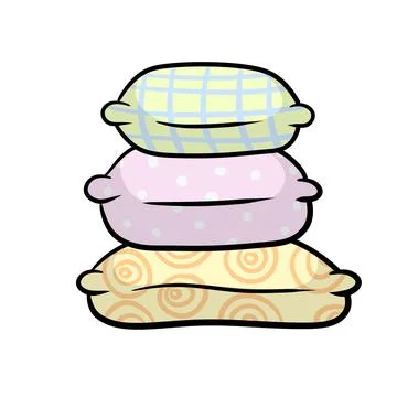 Vector Stack of color pillows. Soft element of furniture and bed. Stock Illustration