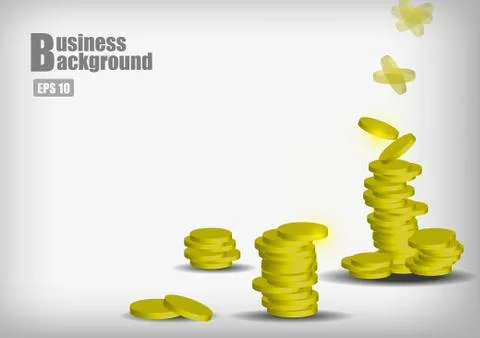 Vector : Stack of gold coins drop business background Stock Illustration