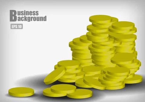 Vector : Stack of gold coins drop business background Stock Illustration