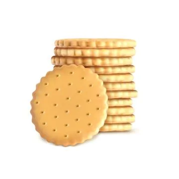 Vector stack of round biscuit cookies. Template, mockup for crackers isolated on Stockillustratie
