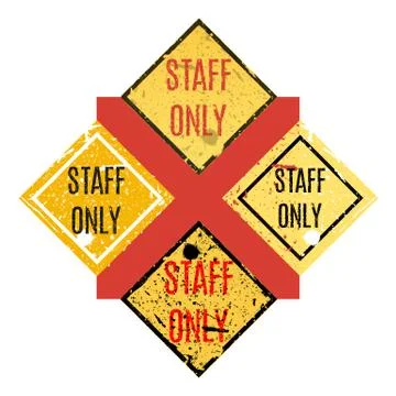 Vector. Staff only set of grungy sign. Stock Illustration