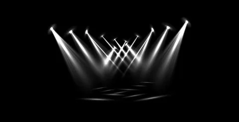 Vector Stage Lighting Effects Set of Concert Spotlights with Glowing Beams イラスト素材