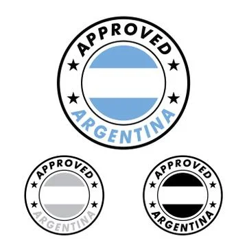 Vector Stamp of Approved logo with Argentina Flag in the round shape on the cent Stock Illustration