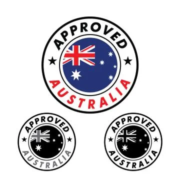 Vector Stamp of Approved logo with Australia Flag in the round shape on the cent Stock Illustration