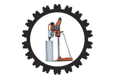 Vector standing Drilling and cutting machine design Stock Illustration