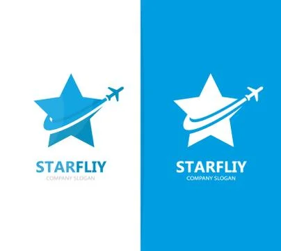 Vector of star and airplane logo combination. Unique leader and travel logotype Stock Illustration