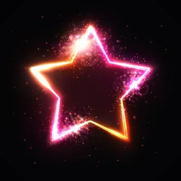 Vector star frame with light flash and particles. Stock Illustration