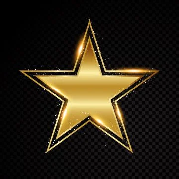 Vector star frame. Shining banner. Isolated on black transparent background Stock Illustration