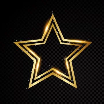 Vector star frame. Shining circle banner. Isolated on black transparent Stock Illustration