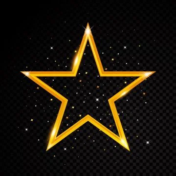 Vector star frame. Shining circle banner. Isolated on black transparent Stock Illustration