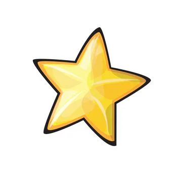 Vector star icon. Level complete. Cartoon star. Ui element. Favorites button Stock Illustration
