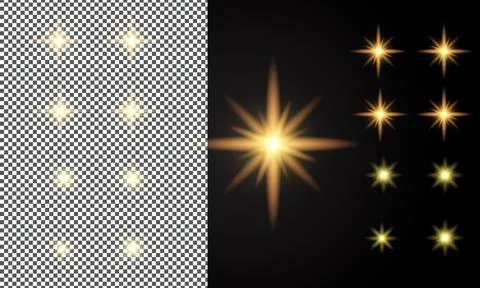 Vector star lighting effect. Sparkling glowing light effect. Transparent su.. Stock Illustration