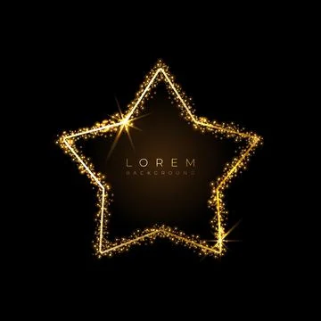 Vector star shapes gold frame with glitter and flares. Stock Illustration
