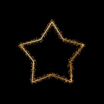 Vector star shapes gold frame with glitter and flares. Stock Illustration