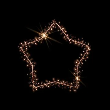 Vector star shapes gold frame with glitter and flares. Stock Illustration