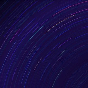 Vector star trails. Long exposure effect of night sky motion Stock Illustration