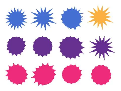 Vector Starburst set. Starburst explosion comic shapes. Speech boom bubble Stock Illustration