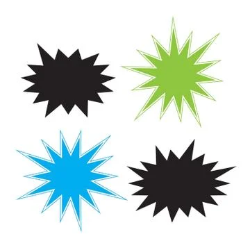 Vector Starburst set. Starburst explosion comic shapes. Speech boom bubble Stock Illustration