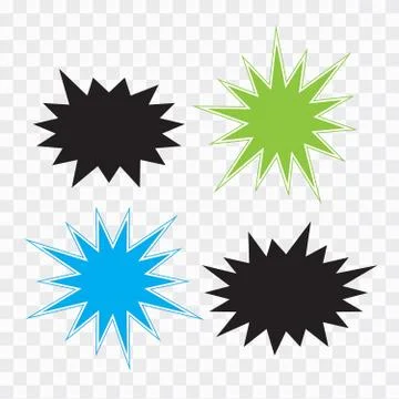 Vector Starburst set. Starburst explosion comic shapes. Speech boom bubble Stock Illustration