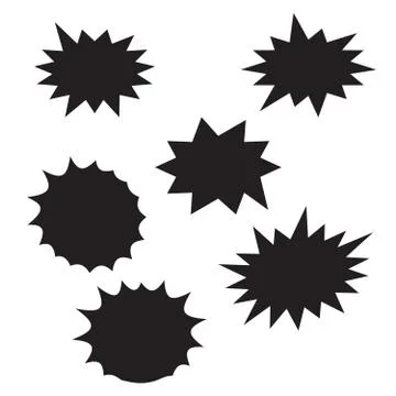 Vector Starburst set. Starburst explosion comic shapes. Speech boom bubble Illustrazione stock