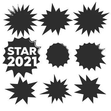 Vector Starburst set. Starburst explosion comic shapes. Speech boom bubble Stock Illustration