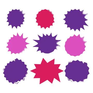 Vector Starburst set. Starburst explosion comic shapes. Speech boom bubble Stock Illustration