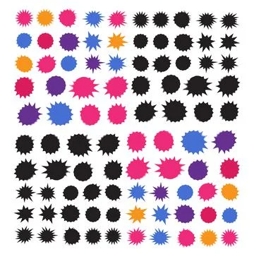 Vector Starburst set. Starburst explosion comic shapes. Speech boom bubble Illustrazione stock