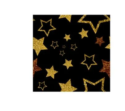 Vector starry black seamless background. Golden shiny stars Stock Illustration