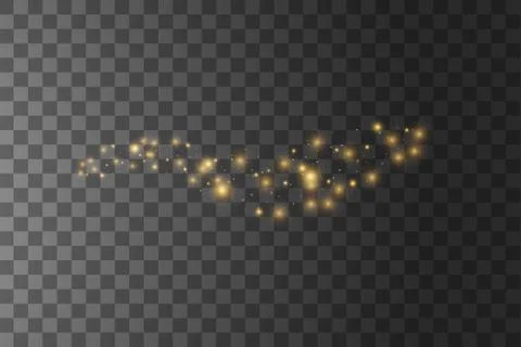 Vector starry cloud with dust. The dust is yellow sparks and golden stars shine Stock Illustration