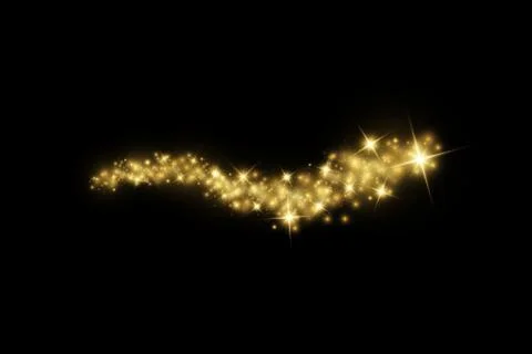 Vector starry cloud with dust. The dust is yellow sparks and golden stars shine Stock Illustration