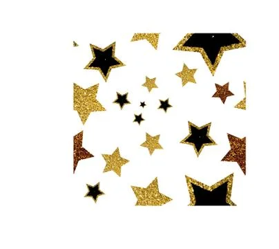 Vector starry seamless background. Golden shiny colorful stars on a white Illustrazione stock