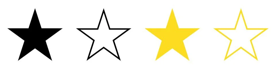 Vector stars set. Black and gold star icons isolated on transparent backgro.. Stock Illustration