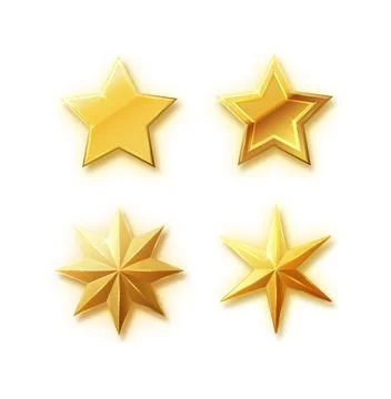 Vector stars set of realistic metallic golden stars isolated on white background Stock Illustration