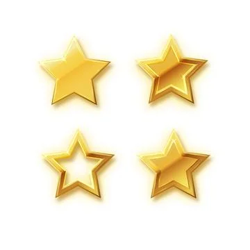 Vector stars set of realistic metallic golden stars isolated on white background Stock Illustration