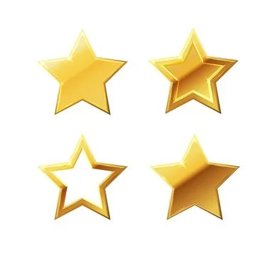 Vector stars set of realistic metallic golden stars isolated on white background Stock Illustration