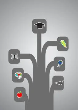 Vector : Stationery on chart with education concept Stock Illustration
