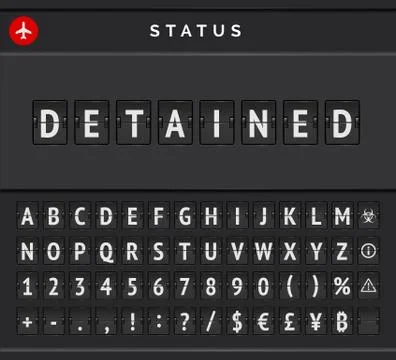 Vector Status board of flights that detained till end of pandemy. Airport flip Stock Illustration