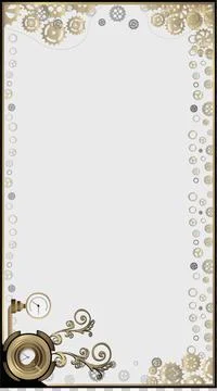 Vector steampunk border frame is showing gears, gauge, transparent background, Stockillustratie