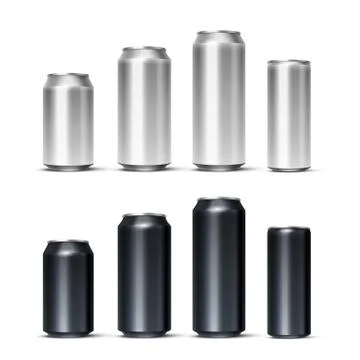 Vector steel drink mockup set isolated on white 스톡 일러스트