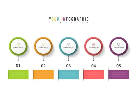 Vector step Infographic chart design with icons and 5 options or steps. Stock Illustration