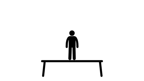 Vector stick figure jumping on trampoline animation Stock Footage 317882776